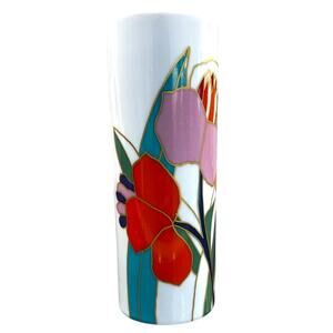 Rosenthal Studio-Linie Vase by Wolf Bauer 1970's Vibrant Poppy Flowers Germany